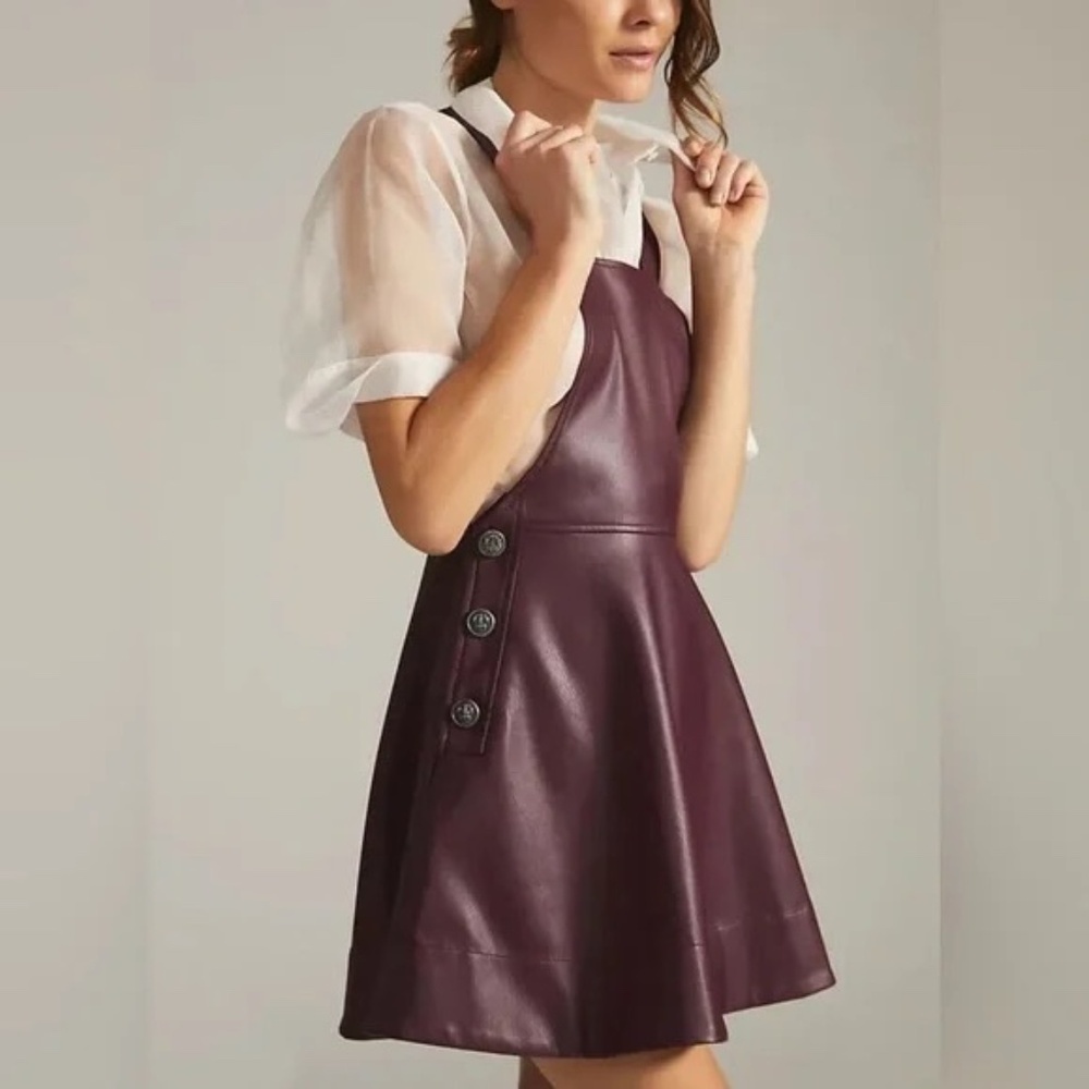 NWT Maeve Faux Leather Pinafore in XS